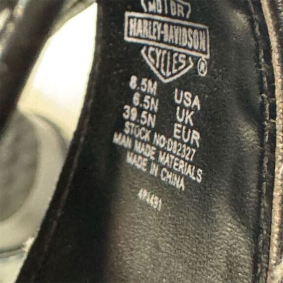 Harley-Davidson Black Wedge Slide Sandals 8.5M Studded Buckle Platform Biker Y2K - Picture 10 of 10